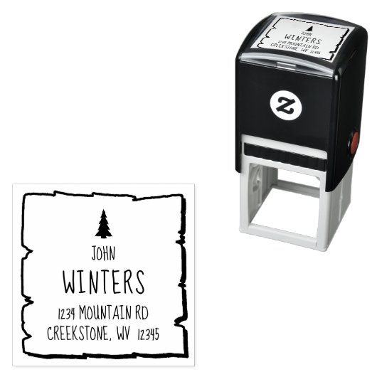 Solitaire Woodland Pine Tree retouradres Zelfinktende Stempel (In situ)