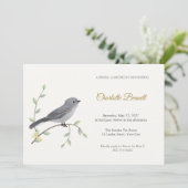 Solitaire Zangvogel Bruiloft Luncheon Uitnodiging (Staand voorkant)