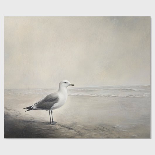 Solitaire zeemeeuw aan de kust cadeaupapier (Vlak)