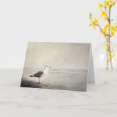 Solitaire zeemeeuw aan de kust kaart (Gele Bloem)