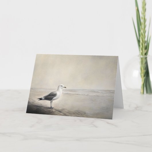 Solitaire zeemeeuw aan de kust kaart (Voorkant)