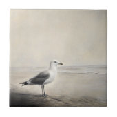 Solitaire zeemeeuw aan de kust tegeltje (Voorkant)
