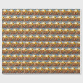 Solitaire zonnebloem op tarweveld cadeaupapier (Vlak)