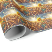 Solitaire zonnebloem op tarweveld cadeaupapier (Rol Hoek)