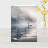 Solitaire zwaan in de mist sympathie kaart (Gele Bloem)