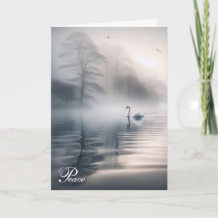 Solitaire zwaan in de mist sympathie kaart
