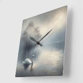 Solitaire zwaan op Misty Lake Vierkante Klok (Hoek)