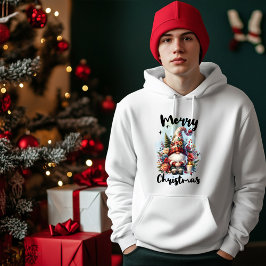 Solitary Christmas Gnome with Floral Crown Candle Hoodie