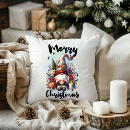 Solitary Christmas Gnome with Floral Crown Candle Kussen