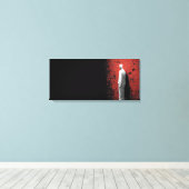 Solitary Figure Against Red Brick Wall  Canvas Afdruk (Insitu (Houten vloer))