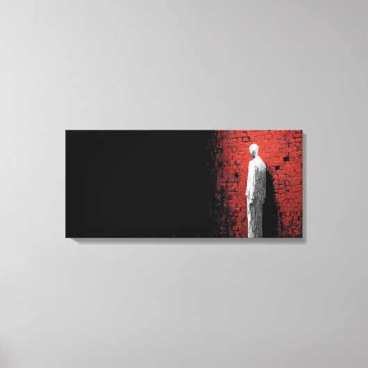 Solitary Figure Against Red Brick Wall  Canvas Afdruk (Voorkant)
