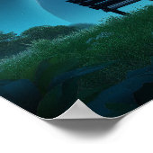 Solitary Man on Bench Watching Birds Black and Whi Poster (Hoek)