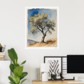 Solitary Olive Tree Botanical Art Print (Thuiskantoor)
