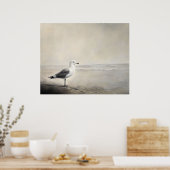 Solitary Seagull by the Shore Poster (Keuken)