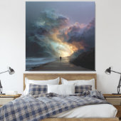 Solitary Walker Storm Cloud Gateway Canvas Afdruk (Insitu (Slaapkamer))