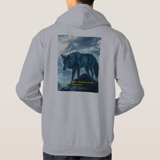 "Solitary Wolf: Guardian of the Mountains" Hoodie (Achterkant)