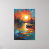 Solitude at Dusk: The Last Boat Canvas Afdruk (Voorkant)