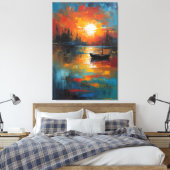 Solitude at Dusk: The Last Boat Canvas Afdruk (Insitu (Slaapkamer))