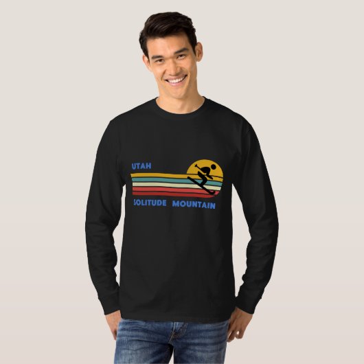 Solitude Mountain Utah Skiing Skier Ski Retro Sun T-shirt (Voorkant volledig)