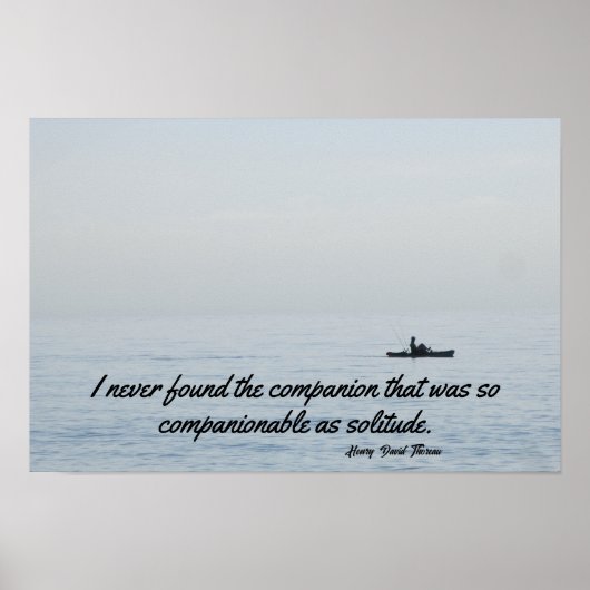 Solitude Thoreau Quote Ocean Kayaking Blue Poster (Voorkant)