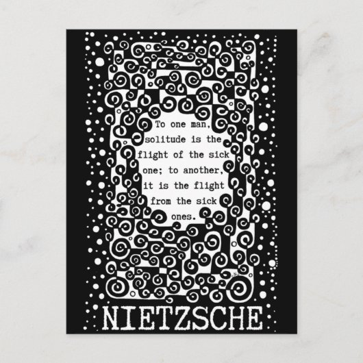 SOLITUDE zwart-wit citaat Nietzsche Briefkaart (Voorkant)