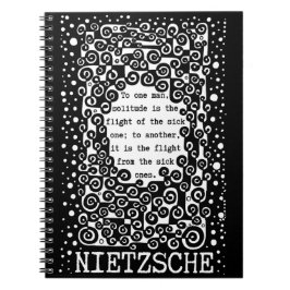 SOLITUDE zwart-wit citaat Nietzsche Notitieboek