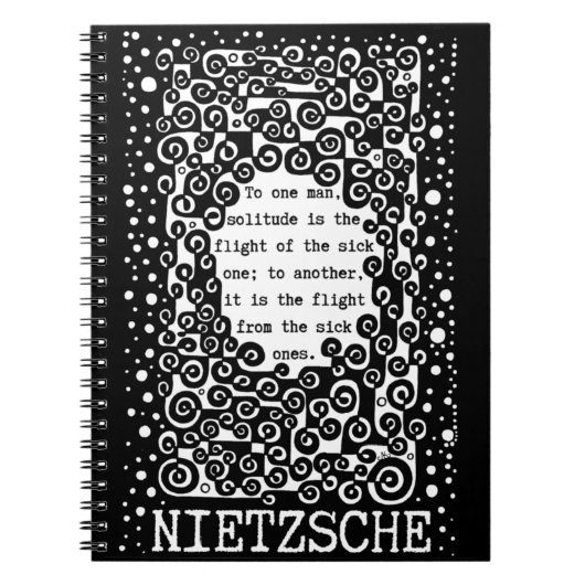SOLITUDE zwart-wit citaat Nietzsche Notitieboek (Voorkant)