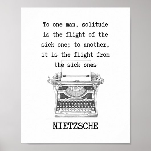 SOLITUDE zwart-wit citaat Nietzsche Poster (Voorkant)