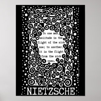 SOLITUDE zwart-wit citaat Nietzsche Poster
