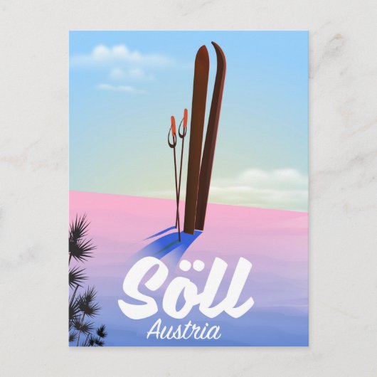 Söll, Oostenrijk Ski reisposter Briefkaart (Voorkant)