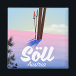 Söll, Oostenrijk Ski-reisposter Magneet<br><div class="desc">Söll, Oostenrijk Vintage ski-stijl reisposter.</div>