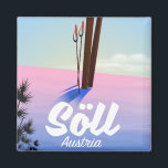 Söll, Oostenrijk Ski-reisposter Magneet<br><div class="desc">Söll, Oostenrijk Vintage ski-stijl reisposter.</div>