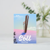 Söll, Oostenrijkse reisposter Ski Briefkaart (Staand voorkant)