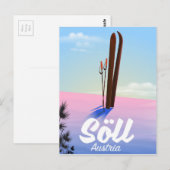 Söll, Oostenrijkse reisposter Ski Briefkaart (Voorkant / Achterkant)