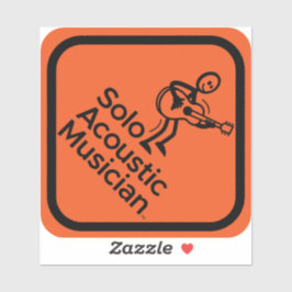 Solo Acoustic Musician Sticker 4"x4" Sinaasappel