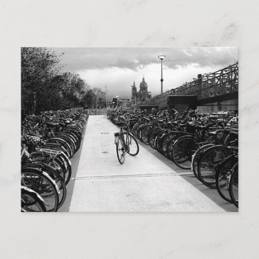 Solo Bike Parking Amsterdam Black en White Briefkaart (Voorkant)