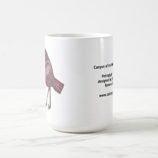 Solo Bird Petroglyph, Solo Afbeelding 4 Mok (Center)