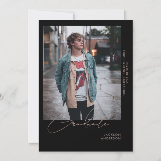 Solo Foto zwart Afstuderen Aankondiging (Voorkant)
