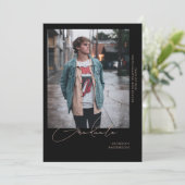 Solo Foto zwart Afstuderen Aankondiging (Staand voorkant)