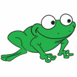 Solo Green Frog Staand Fotobeeldje<br><div class="desc">Een originele schattige cartoon kikker is klaar om met je mee naar huis te gaan!</div>