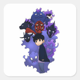 Solo leveling inspired chibi vierkante sticker