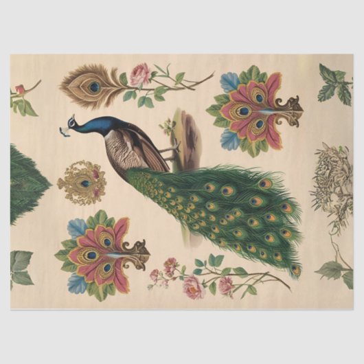 Solo Peacock Decoupage Tissue Paper Tissuepapier (Voorkant)