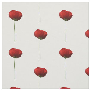 Solo Red IJsland Poppy Pattern Fabric Stof
