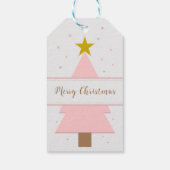 Solo Roze Kerstboom en Golden Star Gift Label Cadeaulabel (Achterkant)