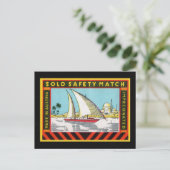 Solo Sailing Ship Match Label Briefkaart (Staand voorkant)
