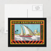 Solo Sailing Ship Match Label Briefkaart (Voorkant / Achterkant)