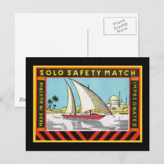 Solo Sailing Ship Match Label Briefkaart (Voorkant / Achterkant)