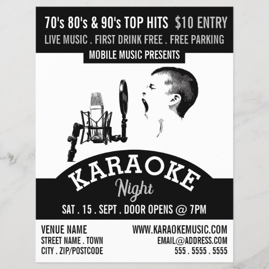 Solo Singer, Karaoke Event Adverteren Flyer (Voorkant)