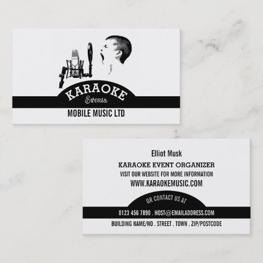 Solo Singer, Karaoke Event Organizer Visitekaartje (Voorkant / Achterkant)
