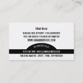 Solo Singer, Karaoke Event Organizer Visitekaartje (Achterkant)